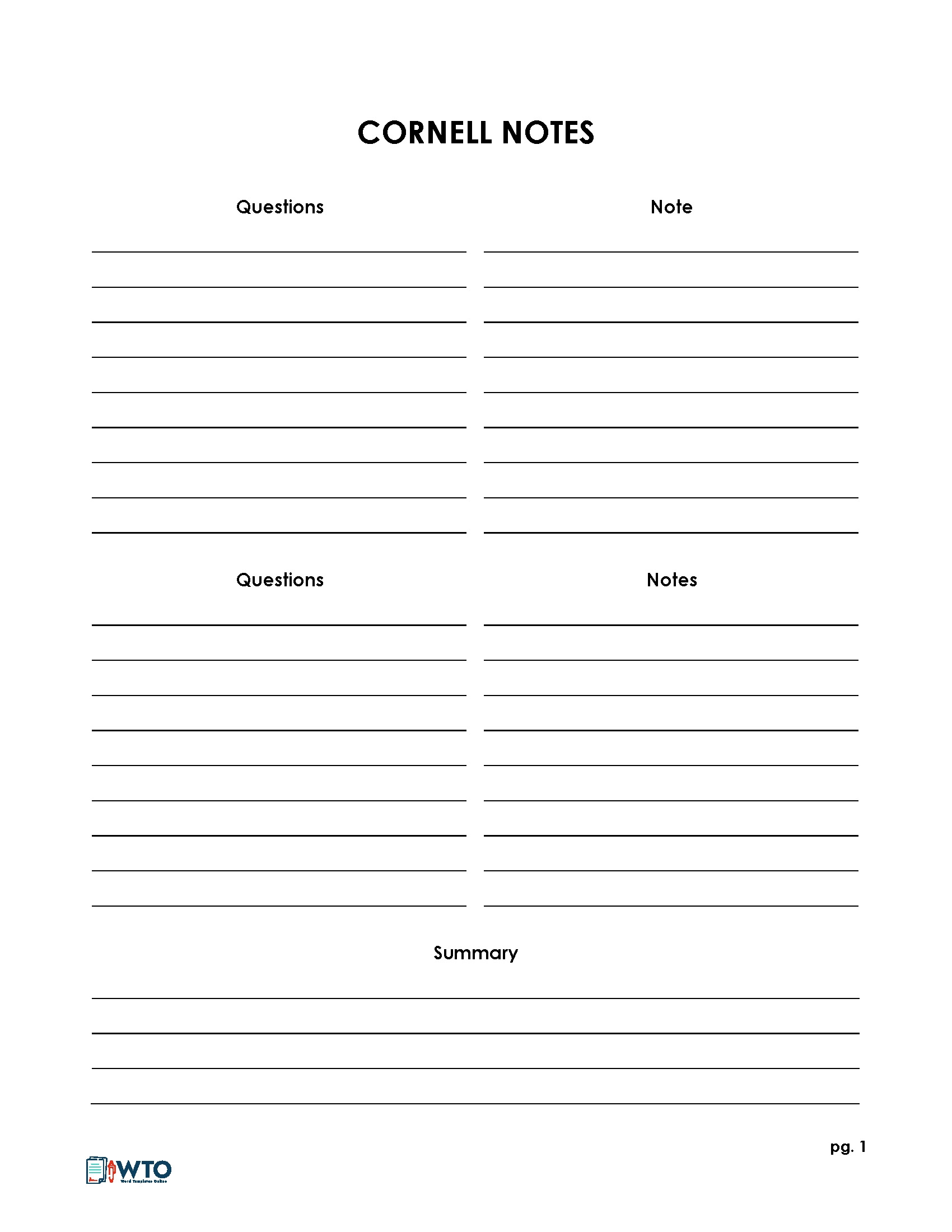 Printable Note Taking Paper