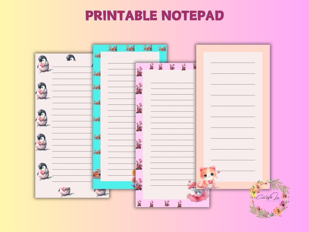 Printable Notepad PDF File Notepad PDF Notepad Printable Memo Pad