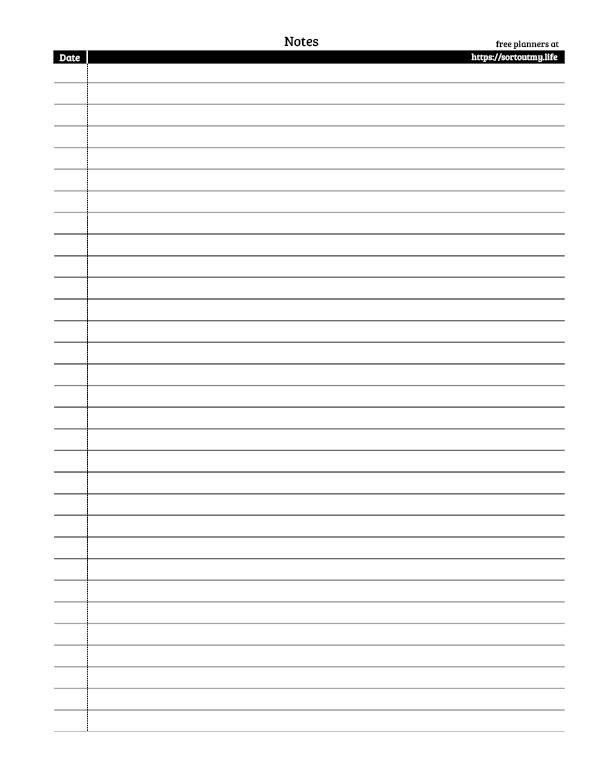 free printable notes template