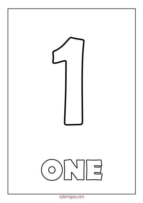 Printable Number 1 One Coloring Page PDF For Kids Printable