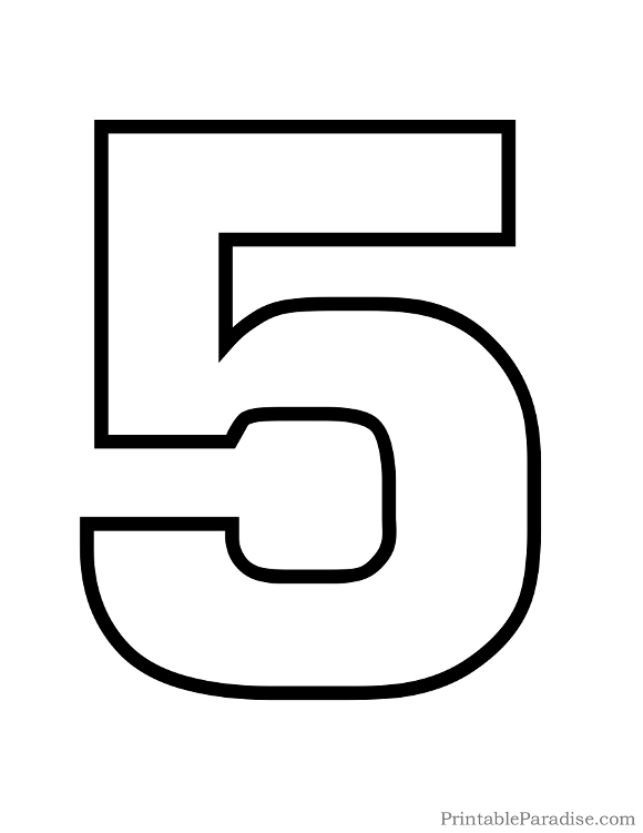 Printable Number 5 Outline Print Bubble Number 5