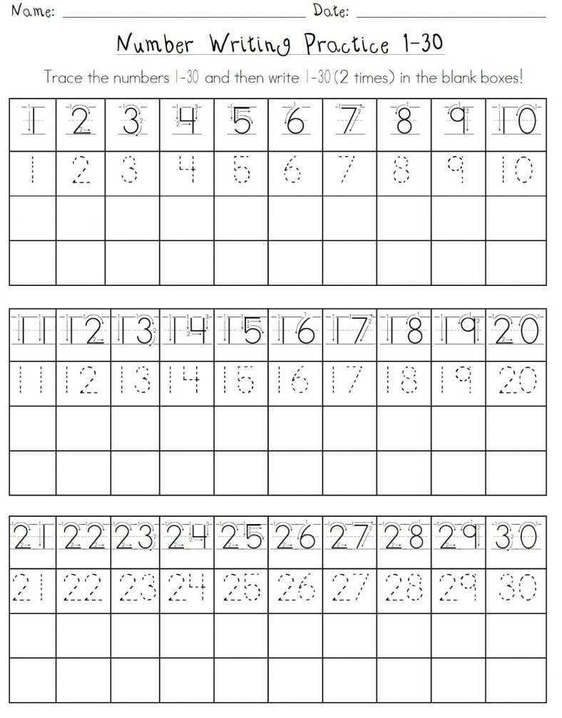 printable number practice for kindergarten