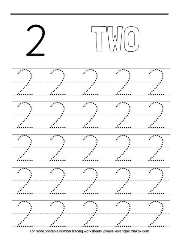 Printable Number Tracing 2 Worksheet Fun Learning Activities For Kids