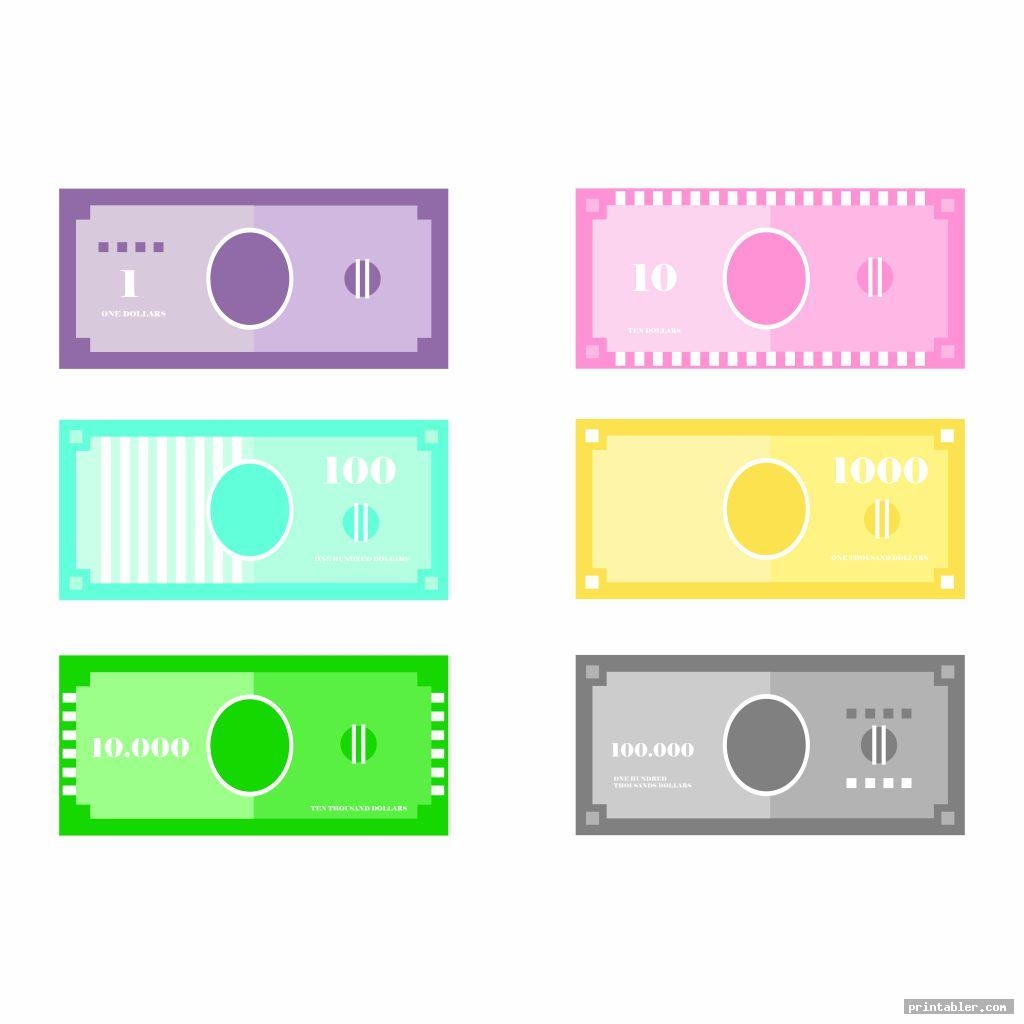 Printable Play Money Actual Size Gridgit