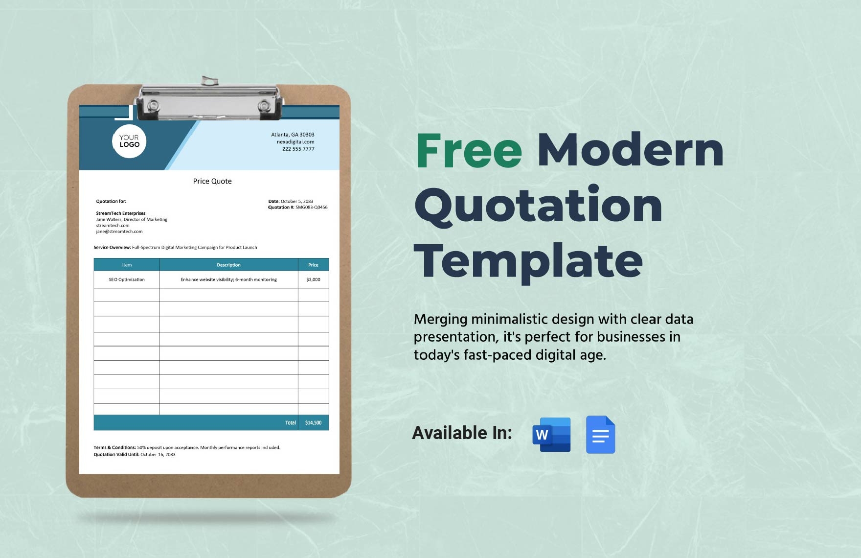 Printable Quotation Template In Word FREE Download Template
