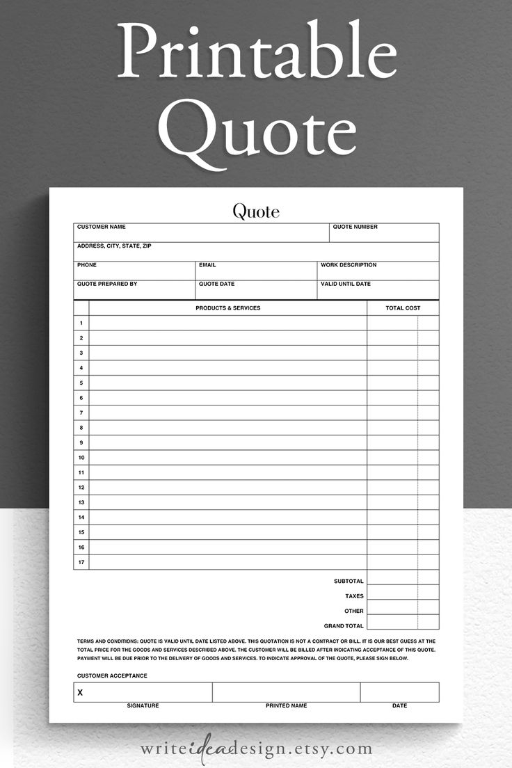 Printable Quote Template Professional Quotes Made Easy Printable