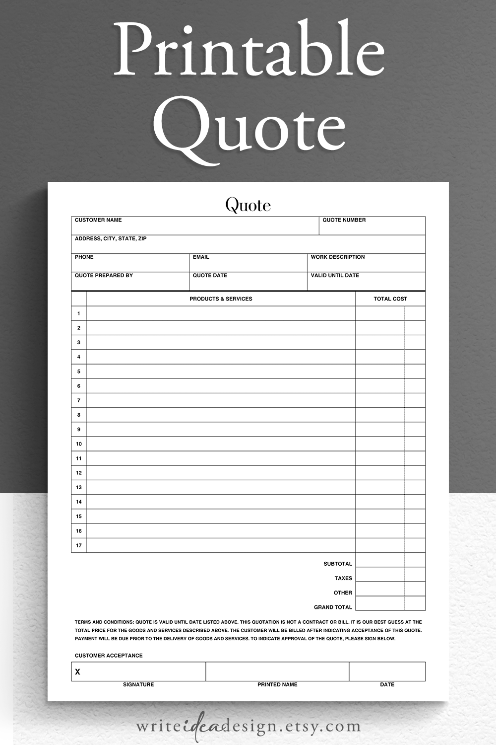 Printable Quote Template Professional Quotes Made Easy Printable