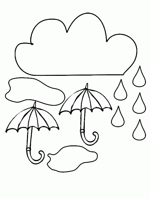 umbrella with raindrops coloring page
