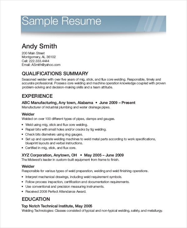 Printable Resume Template 39 Word PDF Documents Download