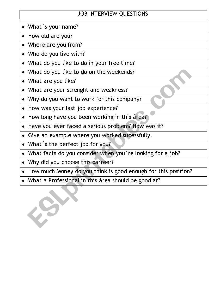 Printable Sample Situational Interview Questions