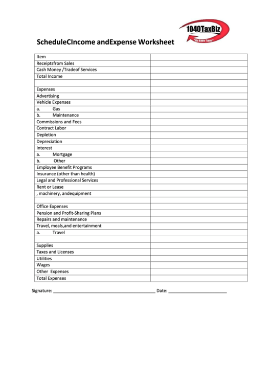 Printable Schedule C Worksheet Printable Calendars AT A GLANCE