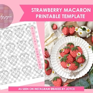 Printable Strawberry Macaron Template Etsy