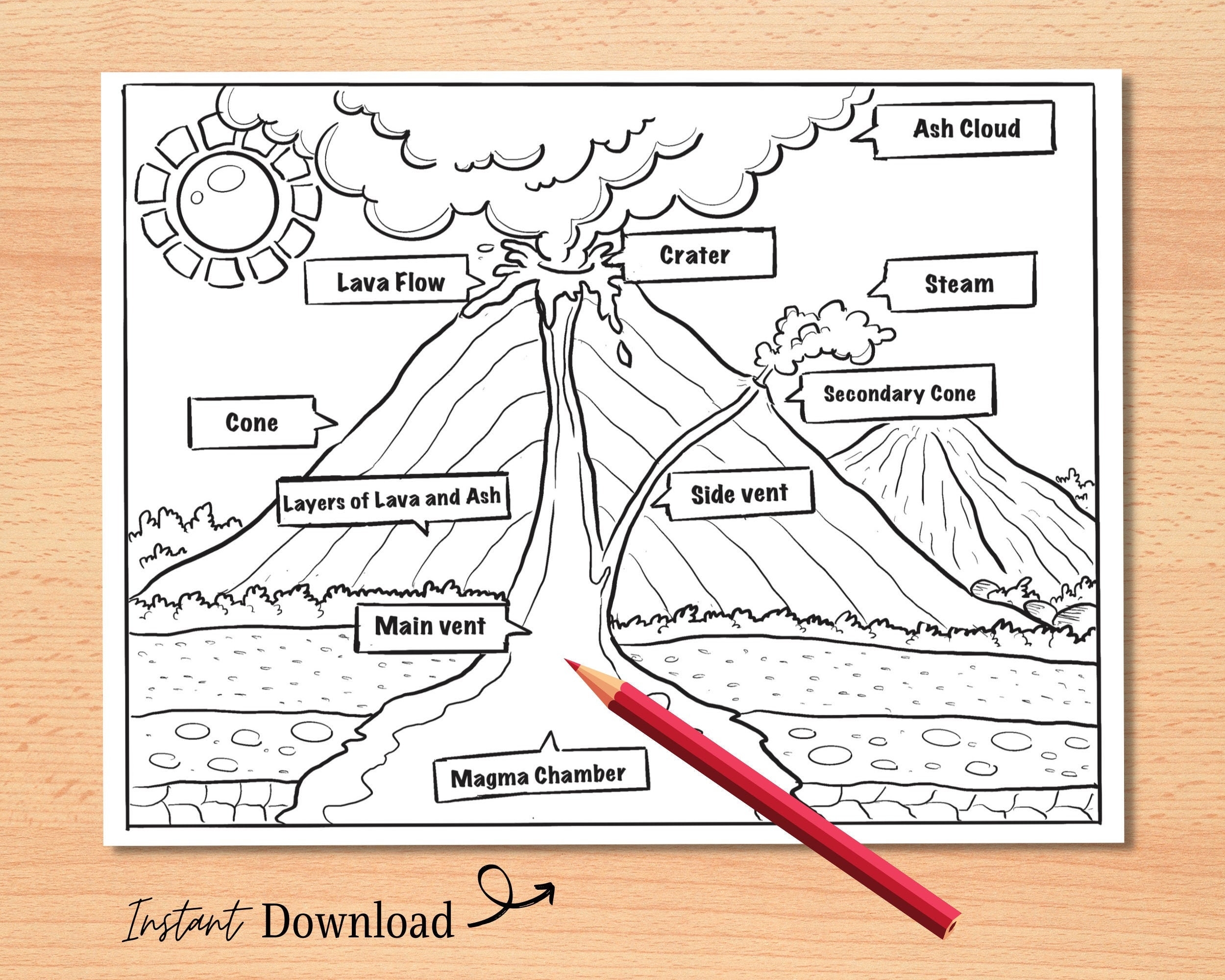picture of volcano printable