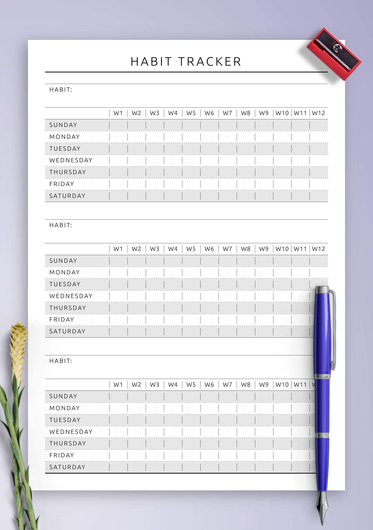 Printable Weekly Habit Tracker Habit Tracker Printable Fitness Images 