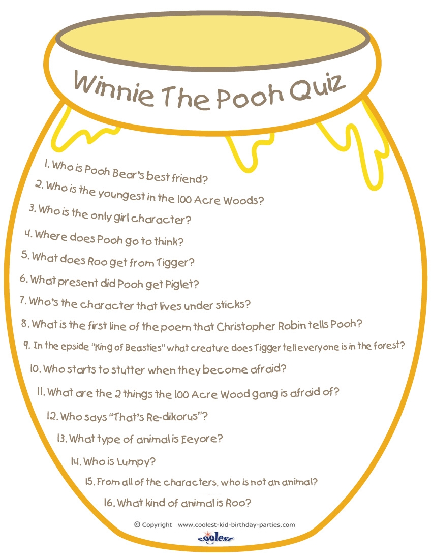 Printable Winnie The Pooh Quiz Coolest Free Printables