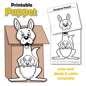 Puppet Kangaroo Craft Activity Printable Paper Bag Puppet Template
