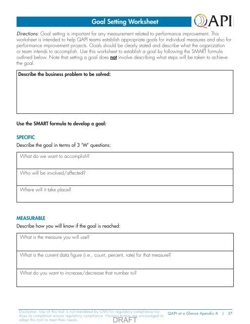qapi goal setting worksheet pdf