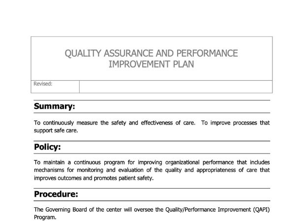 Quality Assurance And Performance Improvement QAPI Plan ASC Solutions 