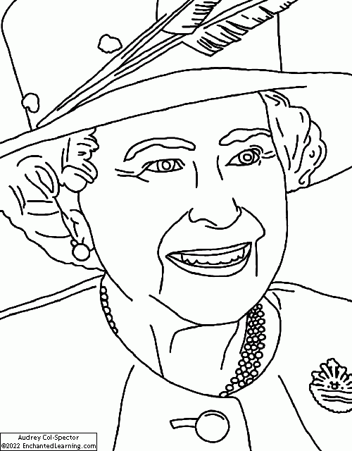 Queen Elizabeth II Coloring Page Enchanted Learning
