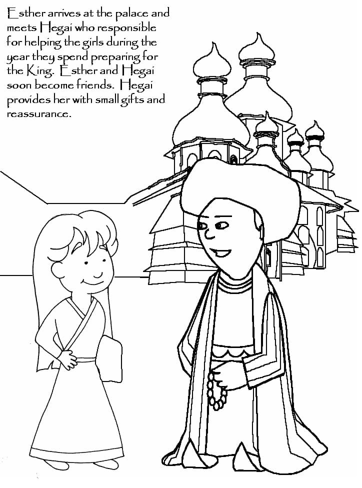 coloring page esther becomes queen