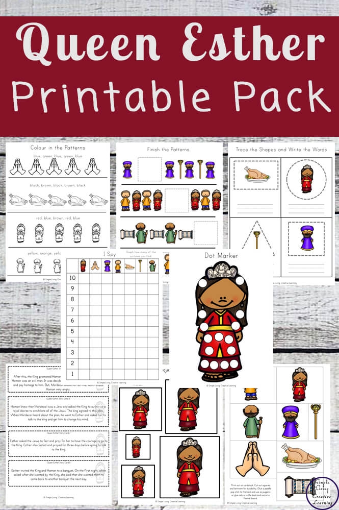 Queen Esther Printable Pack Simple Living Creative Learning