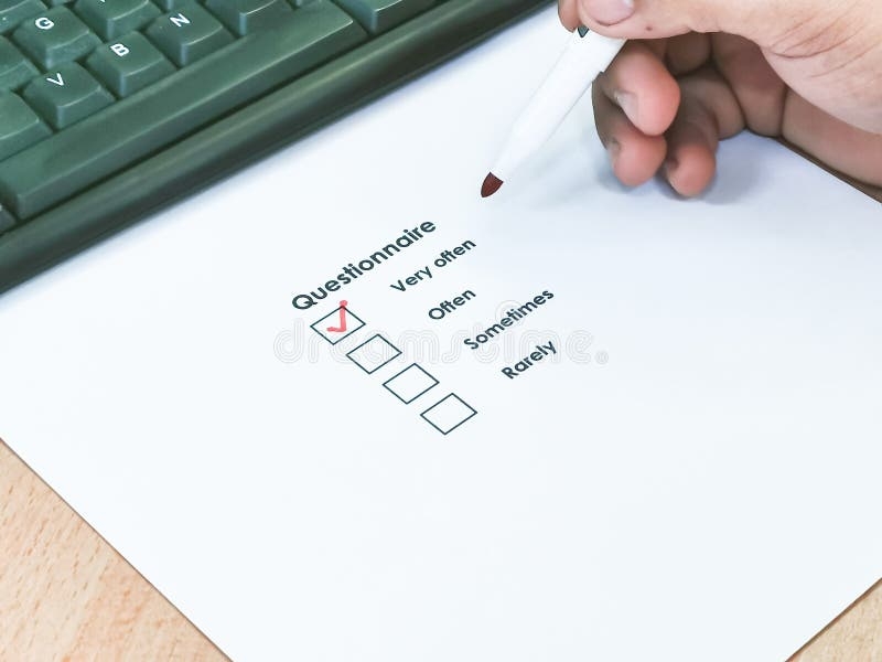 Questionnaire Form With Details And Blank Checkbox Stock Photo Image 