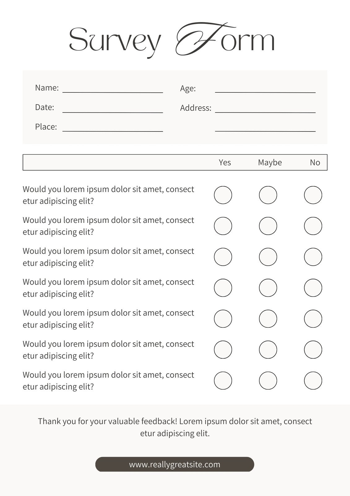 Questionnaire Form