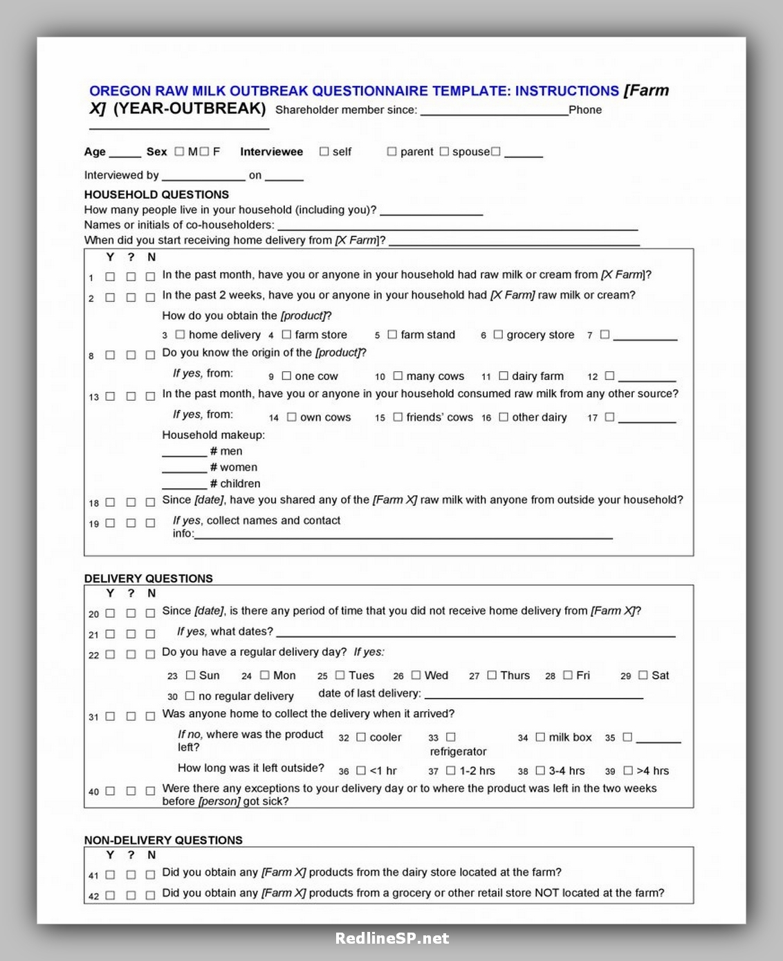 printable questionnaire template