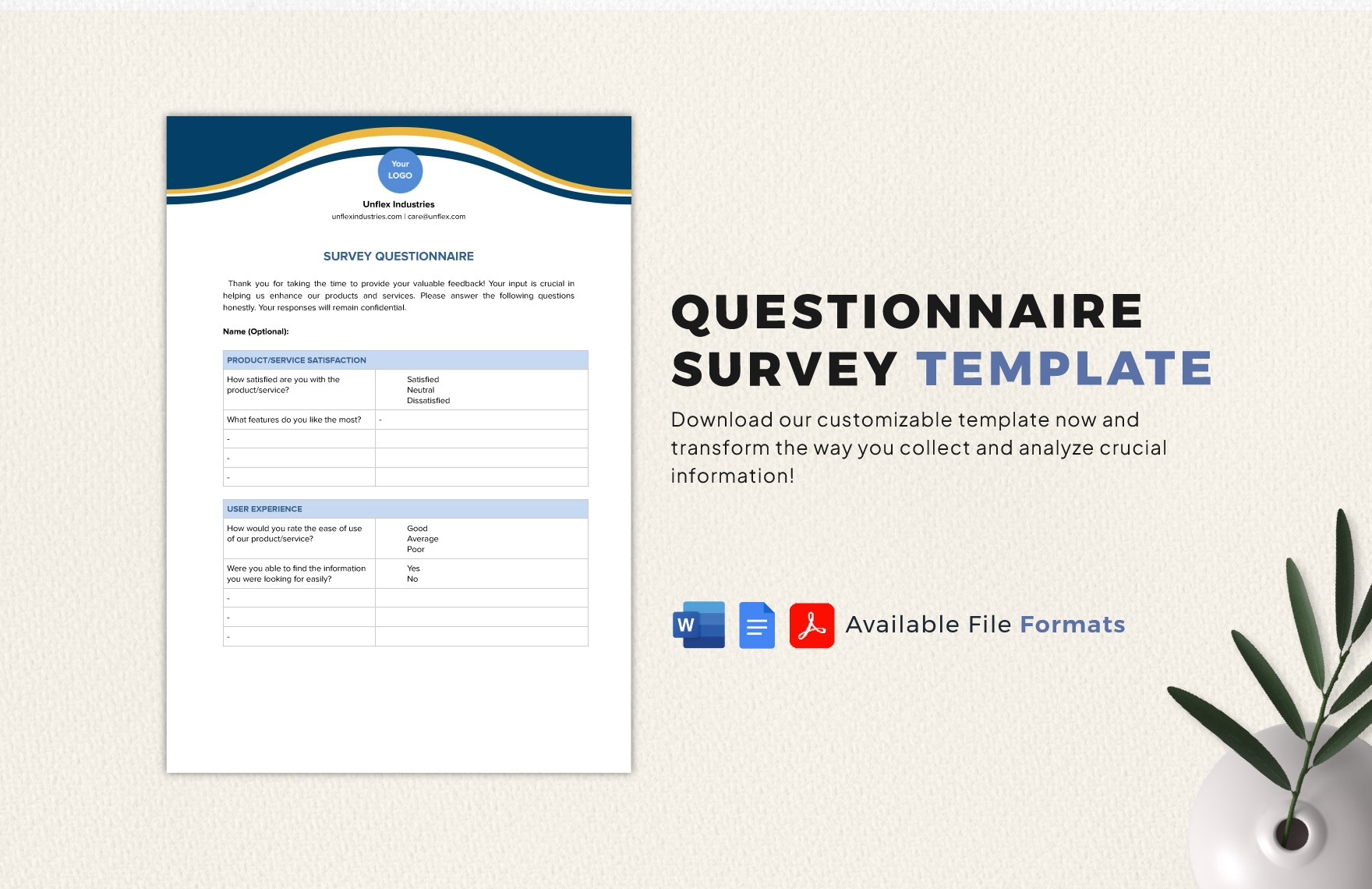 Questionnaire Survey Template In Word PDF Google Docs Download 