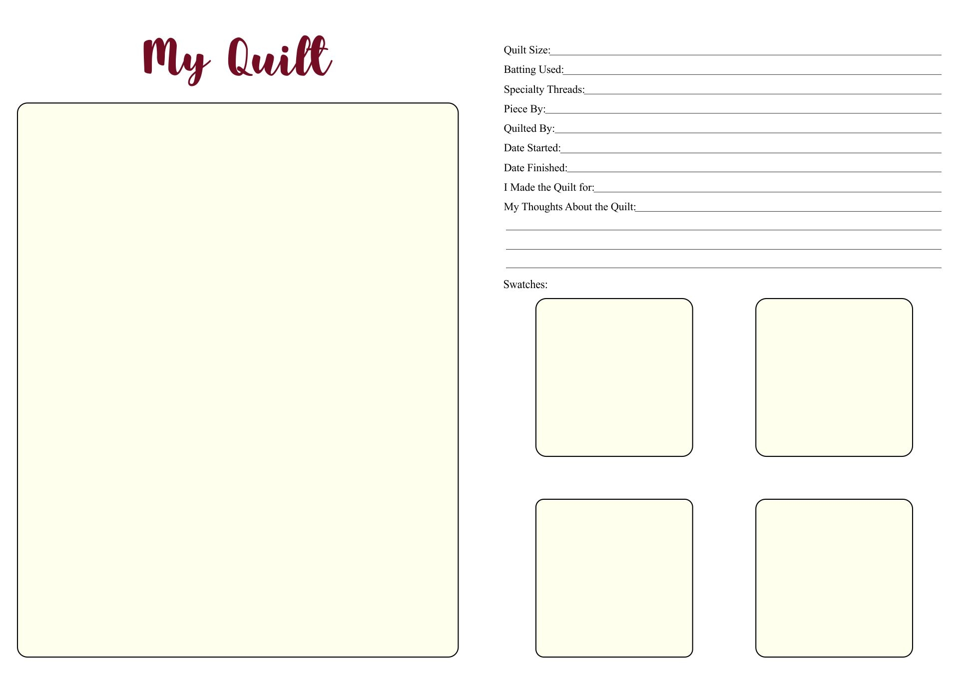 Quilt Journal Pages 6 Free PDF Printables Printablee