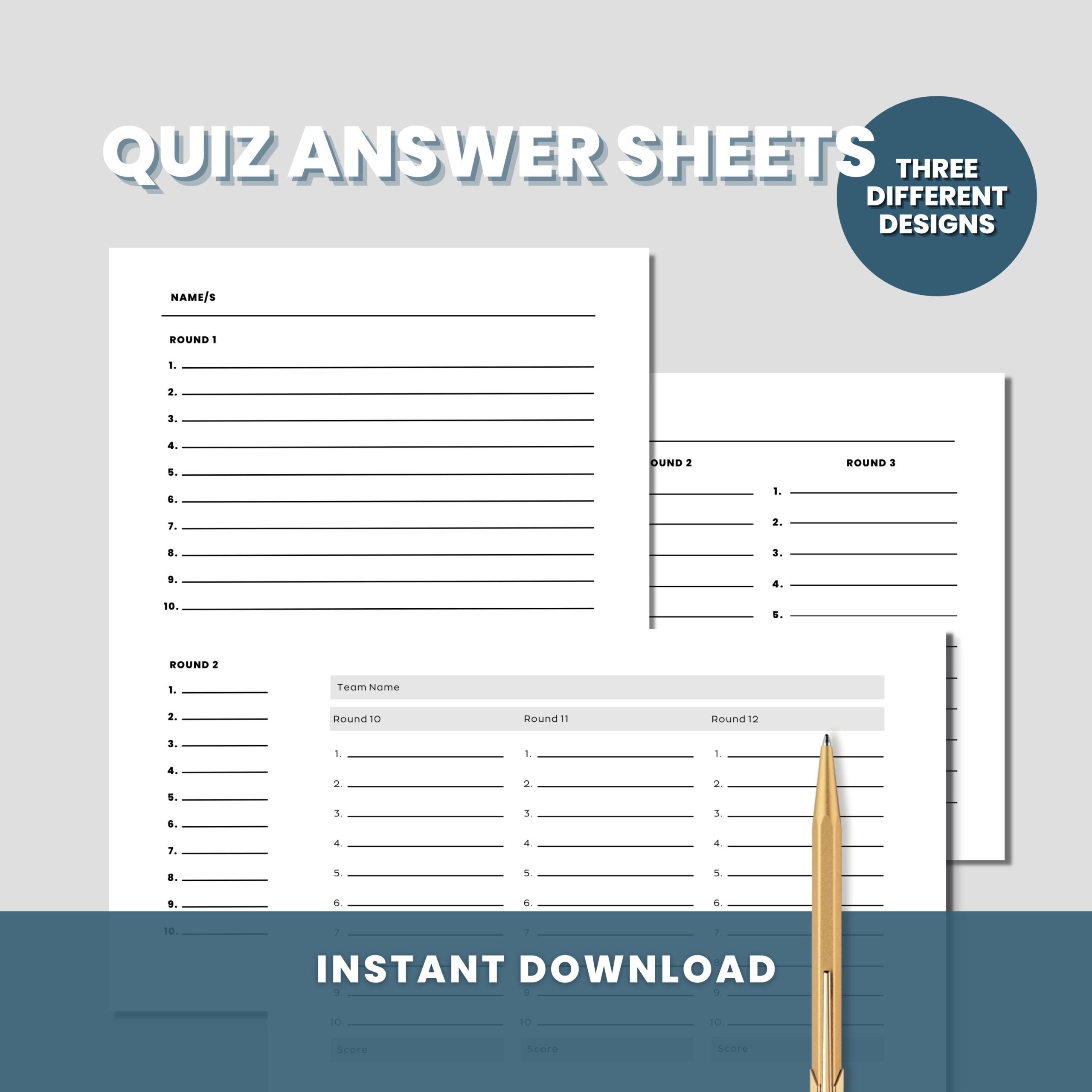 free printable quiz sheets