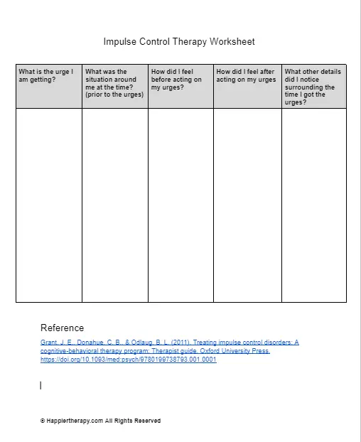 impulsive worksheets for kids therapy