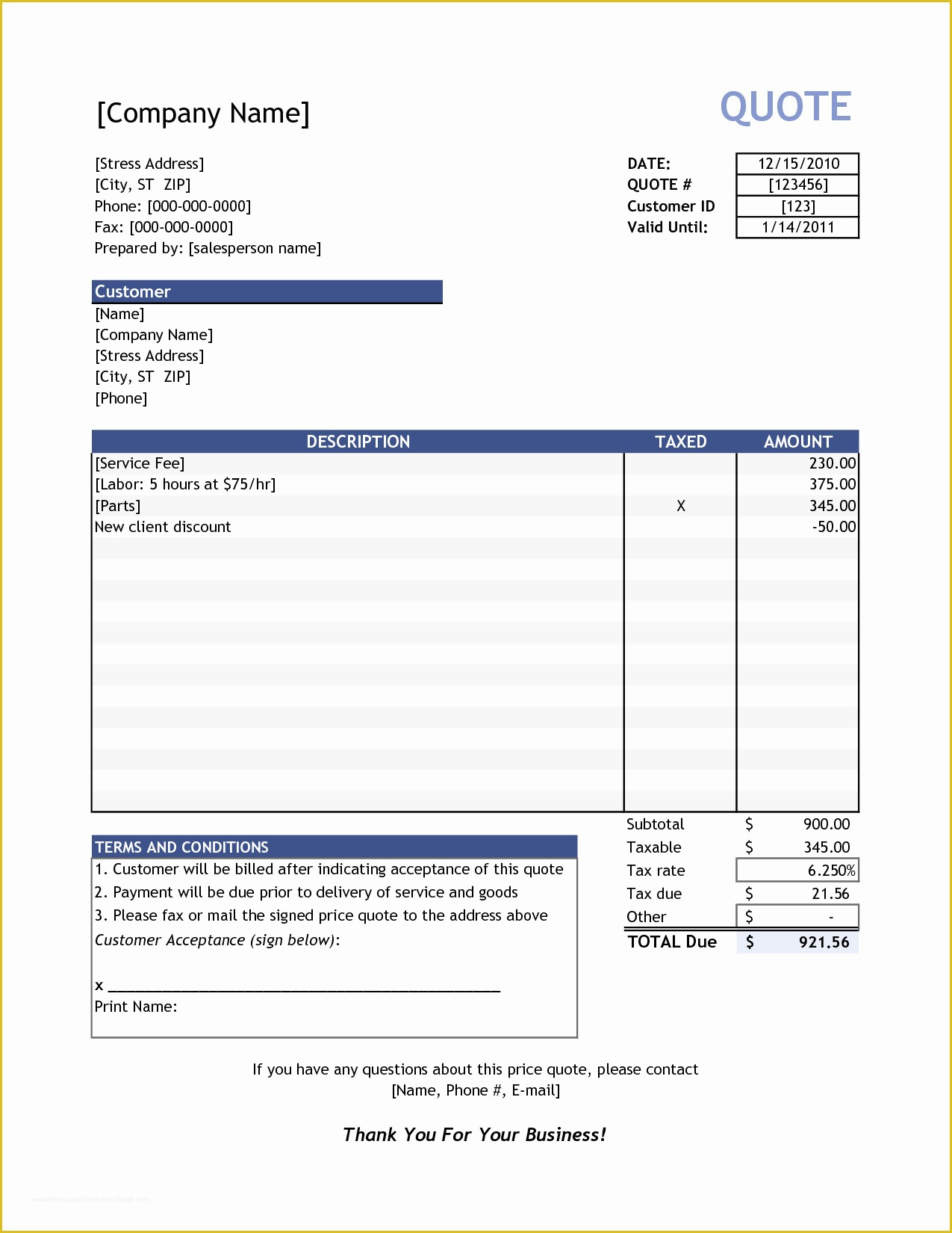 Quotation Template Free Download Of Microsoft Word Quote Template