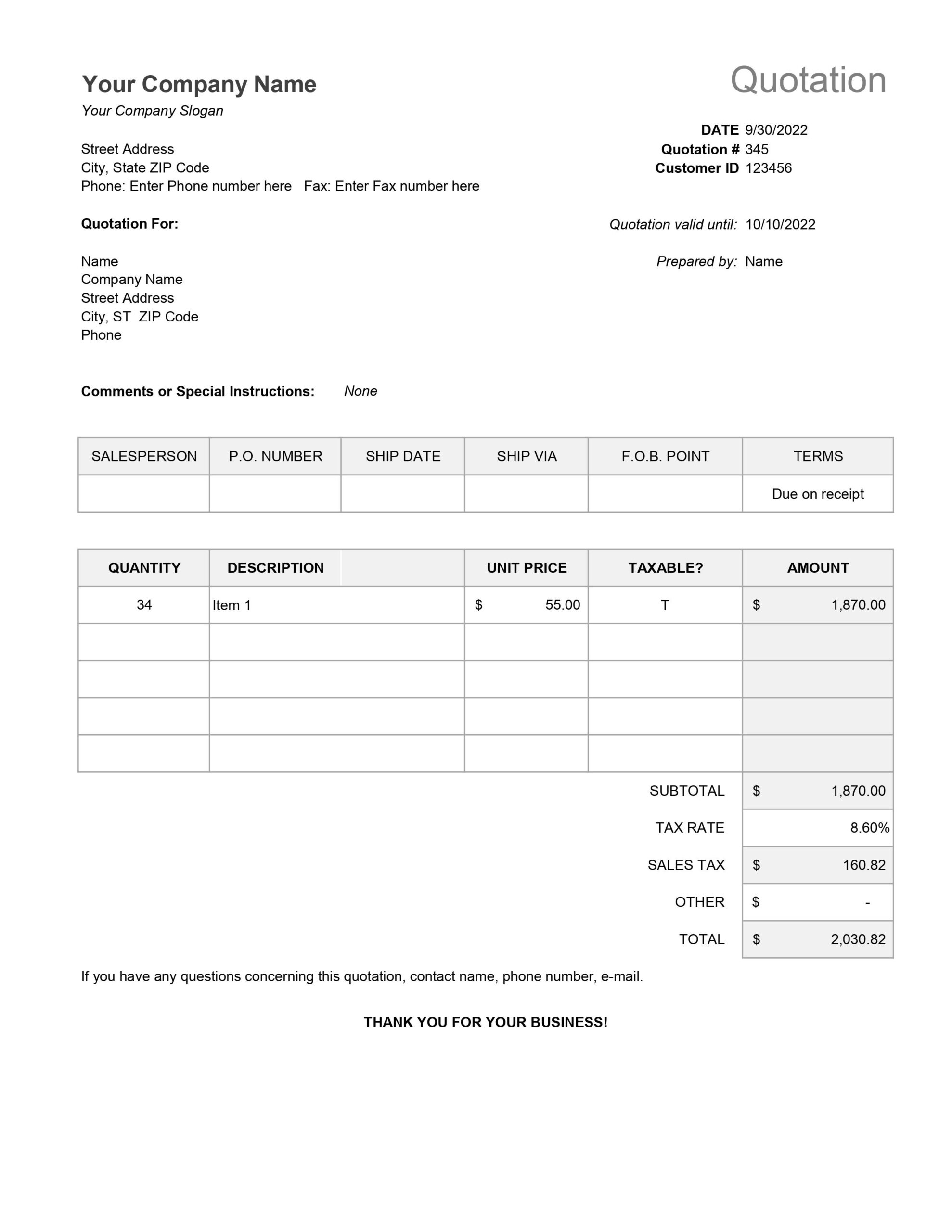 Quotation Template