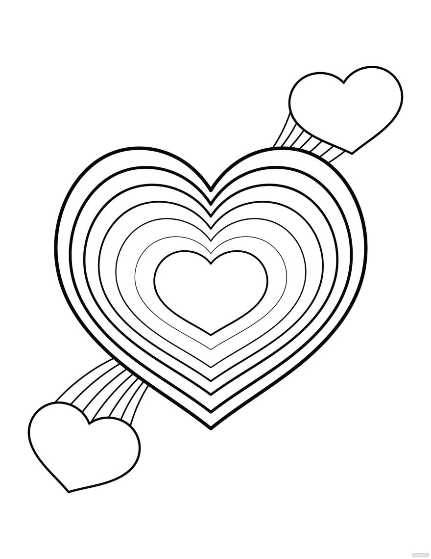 Rainbow Heart Coloring Sheet