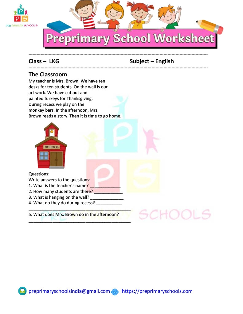 Reading Comprehension For LKG Kids