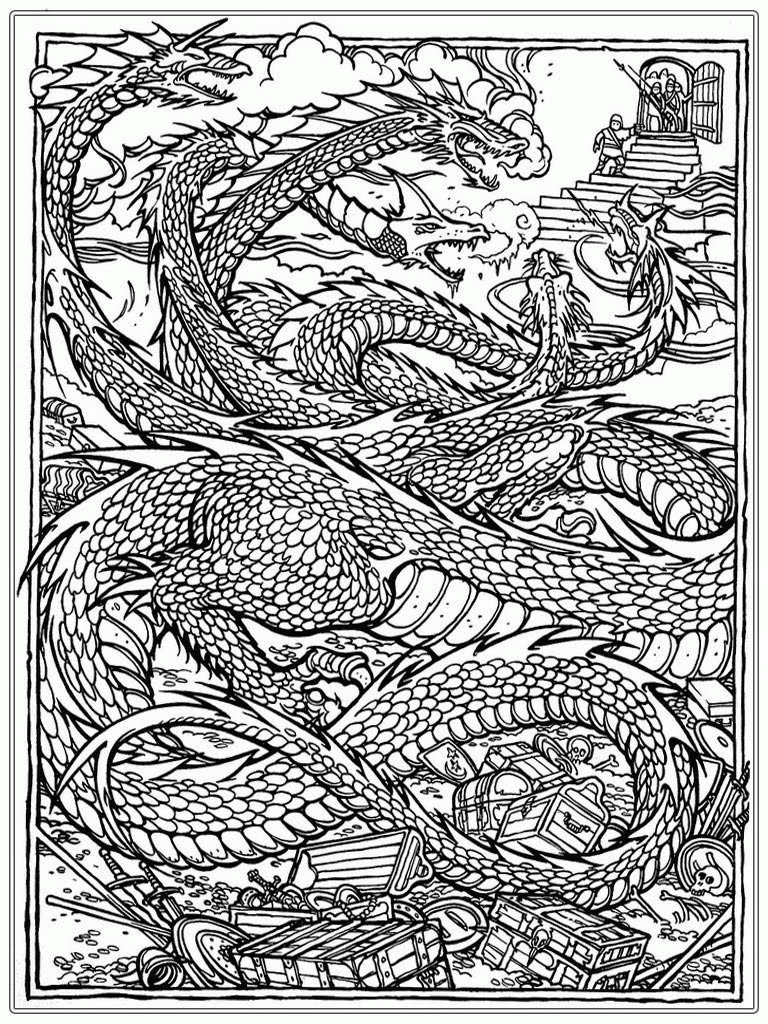 Realistic Dragon Coloring Pages For Adults Coloring Home