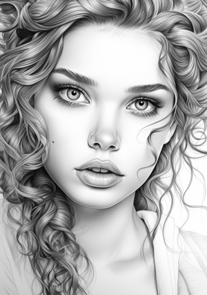 Realistic Girl Coloring Page From Zup kids
