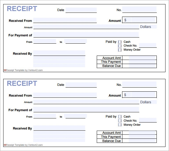 Receipt Forms Printable Printable Forms Free Online