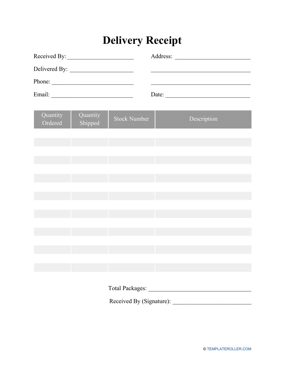 receipt printable template