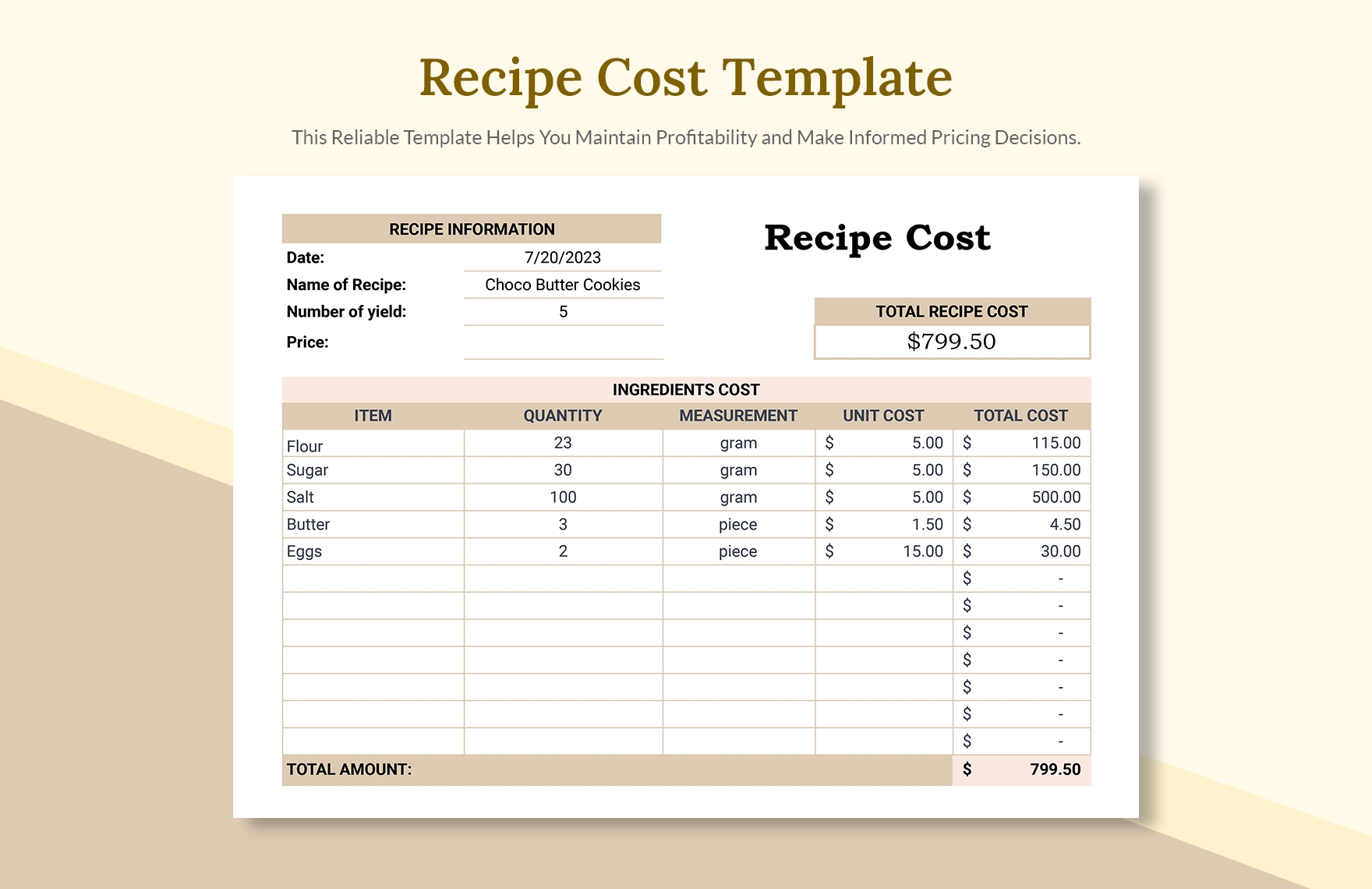 printable recipe template