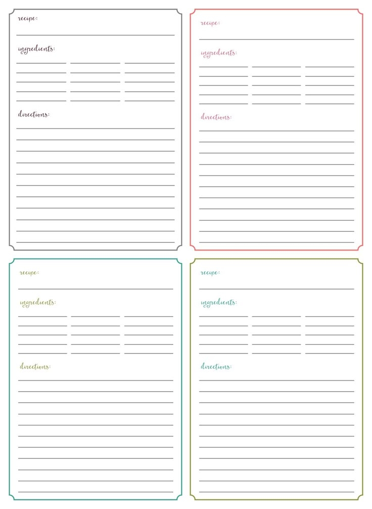 Recipe Pages 8 5X11 10 Free PDF Printables Printablee Food