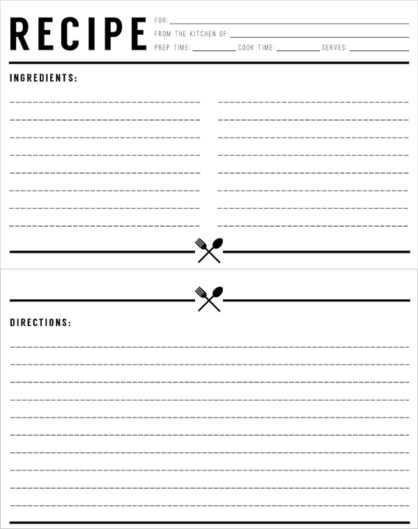 Recipe Printable Template Template Business PSD Excel Word PDF