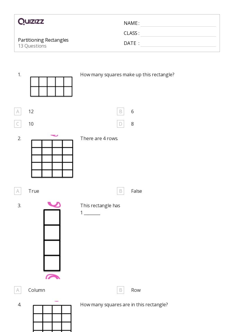 Rectangle Partition Worksheets Library