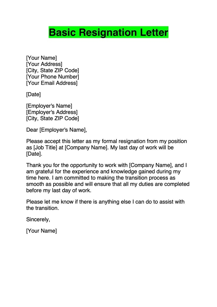 Resignation Letter Template 13 Samples For Any Situation