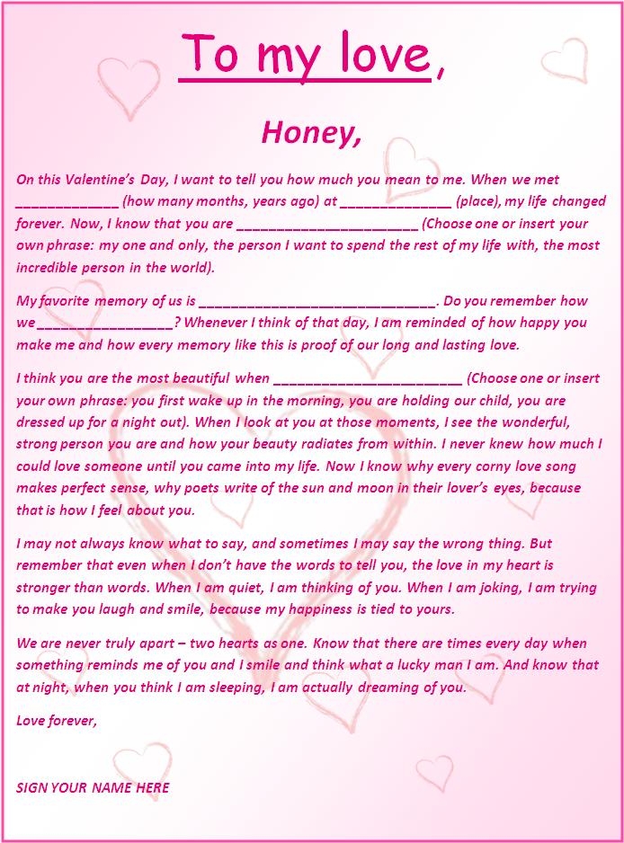 Romantic Letter Template Free Word 39 s Templates