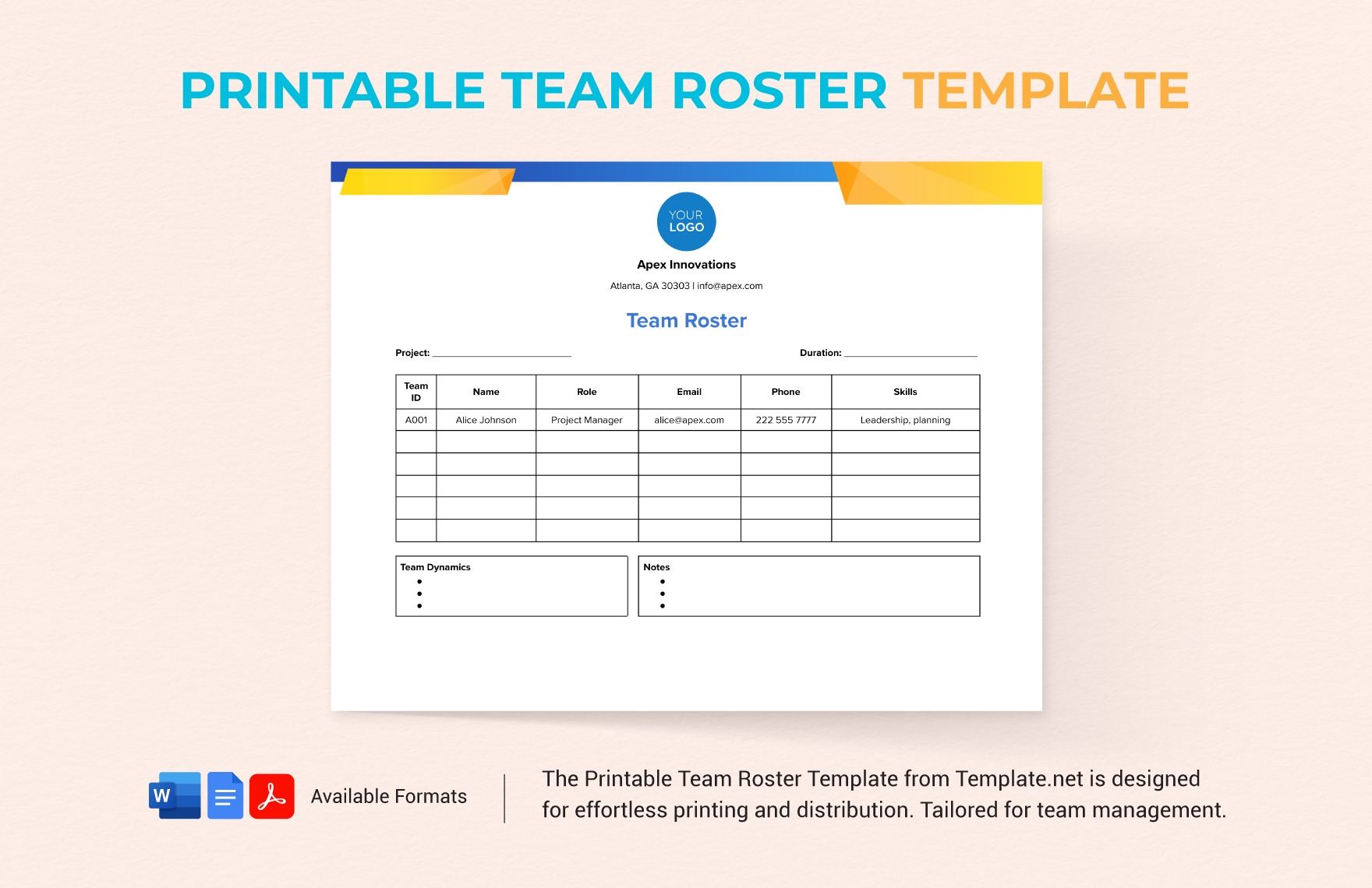 Roster Templates In Word FREE Download Template