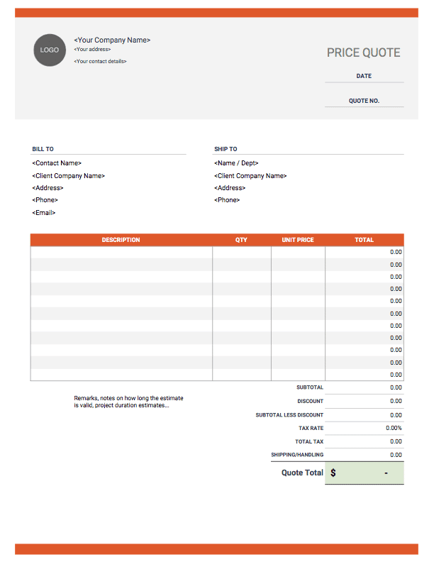 Sales Quotation Template Free Word Templates
