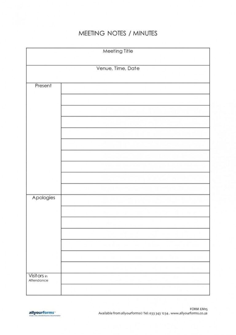 Sample Note Taking Template Free Download Pdf Microsoft Word Note