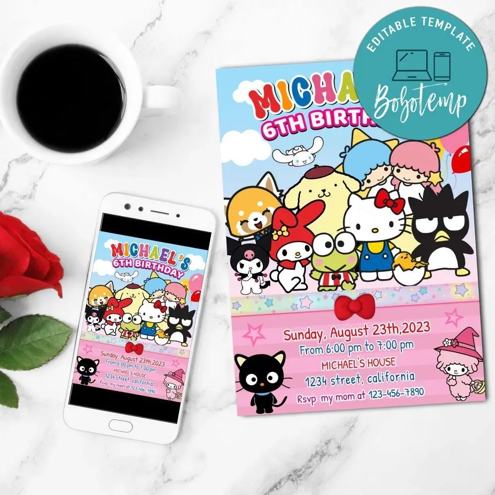 Sanrio Flyer Customizable Template DIY Bobotemp